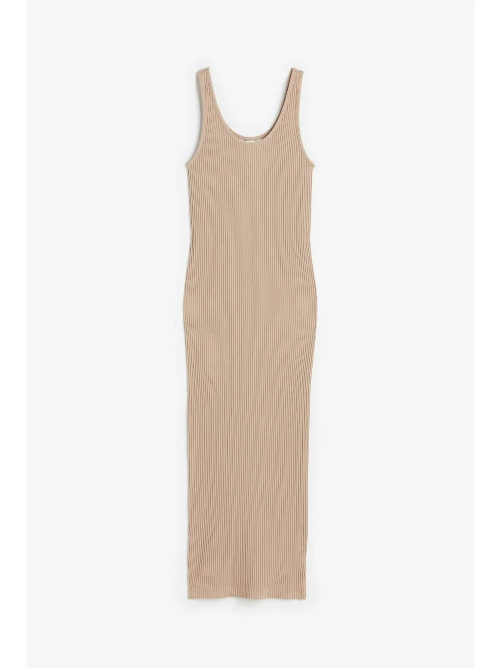 H&M Ribbed Sleeveless Maxi Dress in Taupe